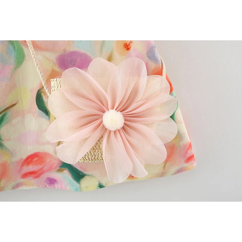 Summer Baby Girl Floral Dress with Bag