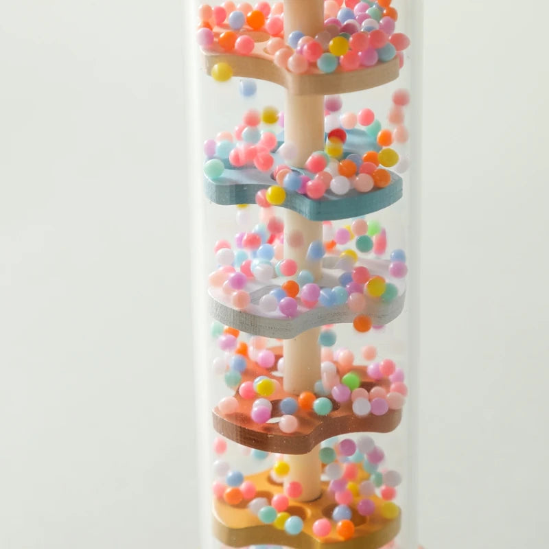 Montessori Baby Rain Stick Rainbow Hourglass Rain Music Rattle Baby Educational Toy Colorful Montessori Sensory Toys for Kids