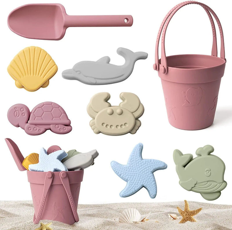 Children Silicone Beach Toy Shovel Ocean Outdoor Parent-child Beach Portable Beach Bucket Durable Sand Digging And Storage Tool
