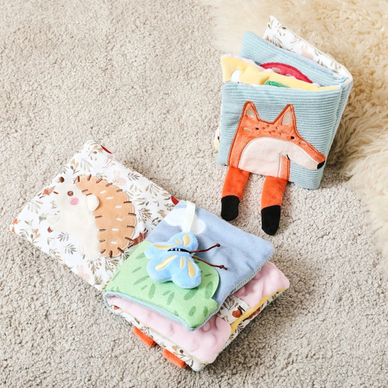 Baby Toys Cloth Book Infant Early Educational Baby 0 12 Months Sensory Toys Soft Books Toys Fluffy Cartoon Elephant Books Toys