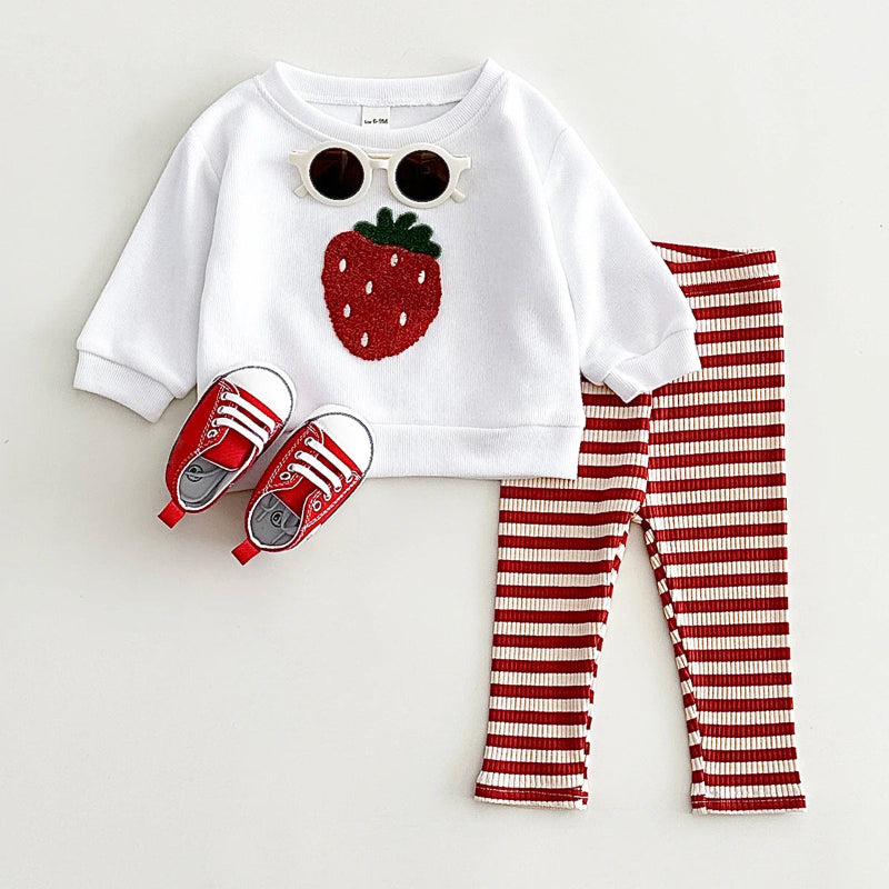 Spring Autumn Baby Clothing Suit 0-3Y Infant Baby Outfit Boys Girls Two-piece Long Sleeved Baby Clothes Plush Cute Fruit Pattern