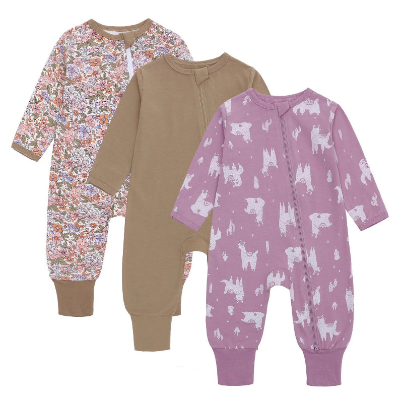 Cotton Baby Rompers with Two-Way Zipper