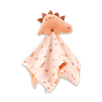 Plush giraffe toy with a matching blanket on a white background