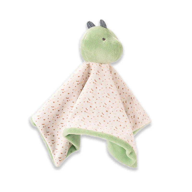 Green dragon-shaped comfort blanket on a white background
