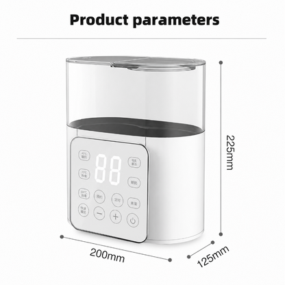Product dimensions diagram of a white and clear electric grinder or coffee maker, showing measurements of 225mm height, 200mm width, and 125mm depth with labeled dimension lines on a white background.