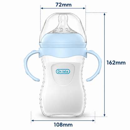Baby Bottle - 240ml Soft Silicone Nipple Easy Grip BPA-Free