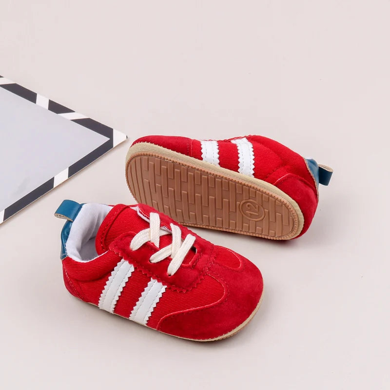 Hot Selling Baby Casual Sports Shoes Spring and Autumn Girls and Boys High Quality PVC Sole Anti Slip Prewalker Shoes 