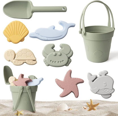 Children Silicone Beach Toy Shovel Ocean Outdoor Parent-child Beach Portable Beach Bucket Durable Sand Digging And Storage Tool