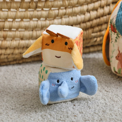 Baby Montessori Toy Plush Barn with Farm Animals Musical Touch Sensory Toys Portable Baby Farmhouse Cognition Toy for Infants