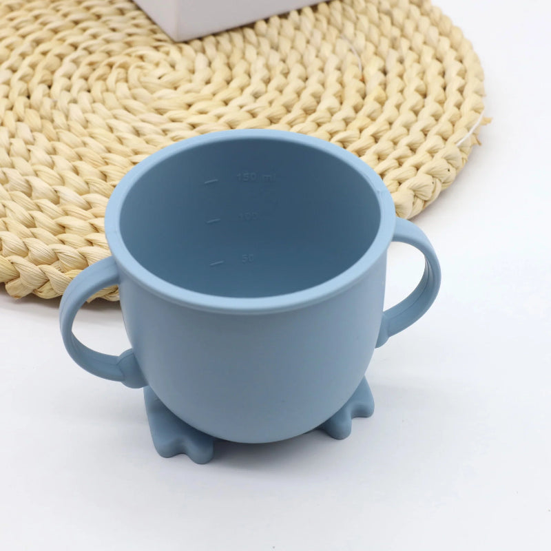 Silicone straw cup with handle, snack cup, multifunctional water cup