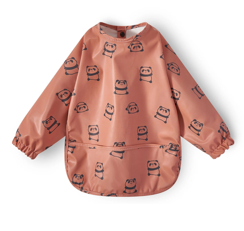 New Children Feeding Aprons Long sleeve Baby bib with Pocket Full Cover Baby Bibs with Pocket waterproof long sleeve bibs