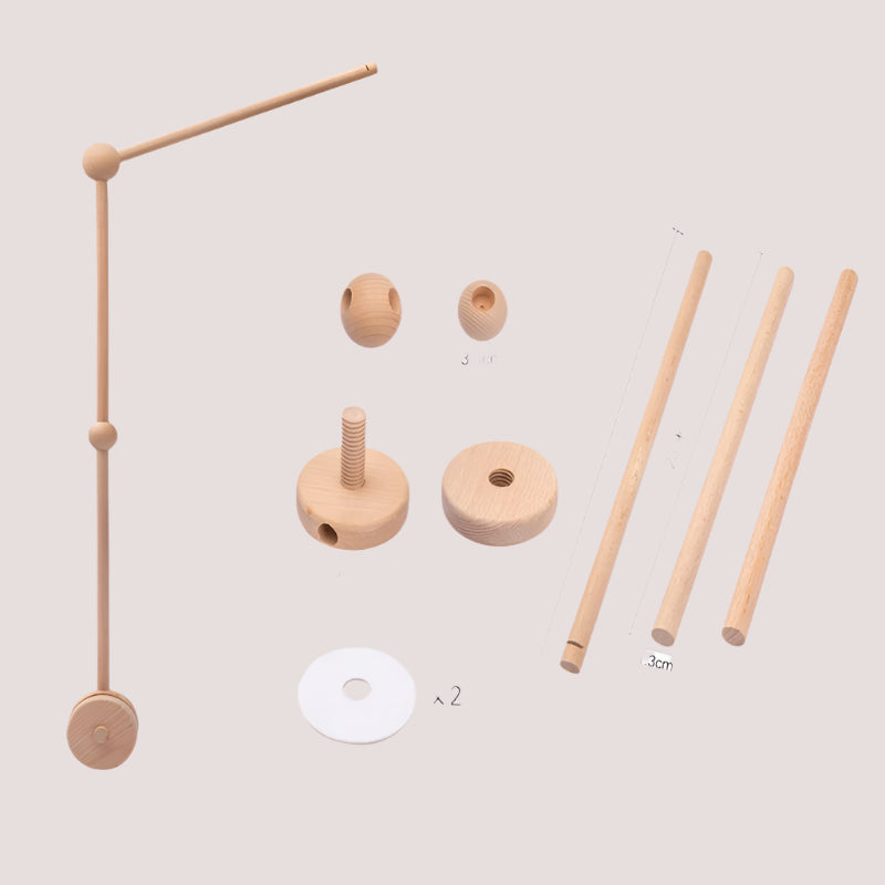 Wooden Crib Mobile Baby Bed Bell Rattle Toy Soft Felt Cartoon Bear Mobile Hanging Newborn Music Box Bed Bell Hanging Bracket Toy