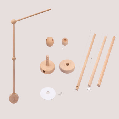 Wooden Crib Mobile Baby Bed Bell Rattle Toy Soft Felt Cartoon Bear Mobile Hanging Newborn Music Box Bed Bell Hanging Bracket Toy