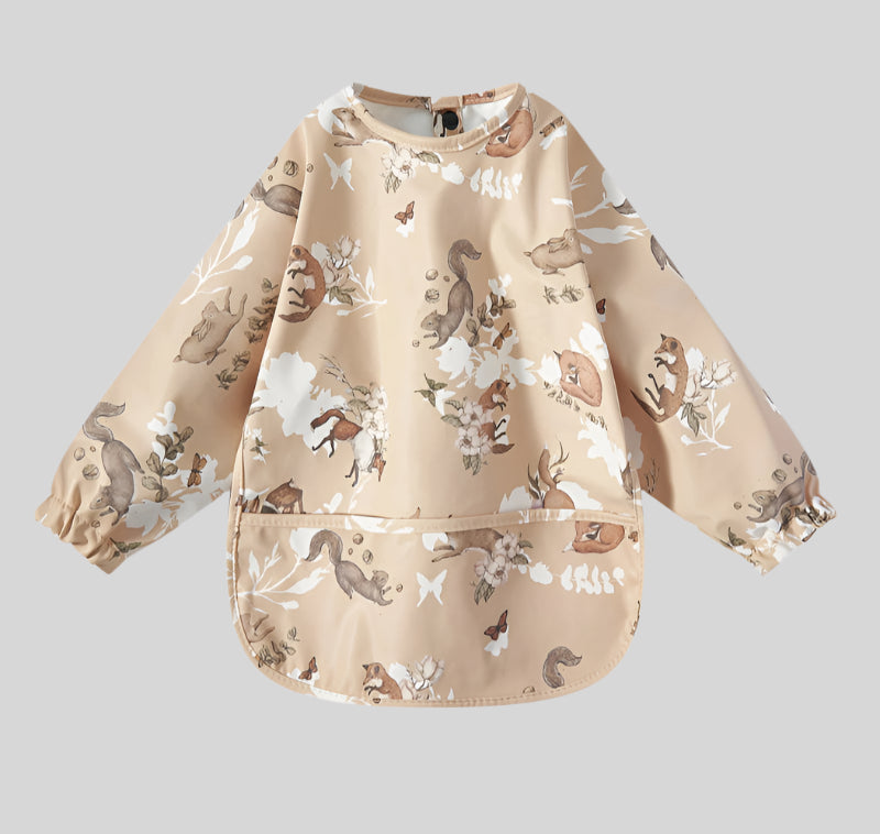 New Children Feeding Aprons Long sleeve Baby bib with Pocket Full Cover Baby Bibs with Pocket waterproof long sleeve bibs