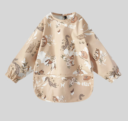 New Children Feeding Aprons Long sleeve Baby bib with Pocket Full Cover Baby Bibs with Pocket waterproof long sleeve bibs