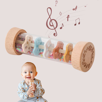Montessori Baby Rain Stick Rainbow Hourglass Rain Music Rattle Baby Educational Toy Colorful Montessori Sensory Toys for Kids