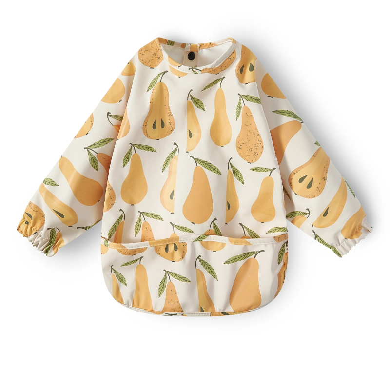 New Children Feeding Aprons Long sleeve Baby bib with Pocket Full Cover Baby Bibs with Pocket waterproof long sleeve bibs