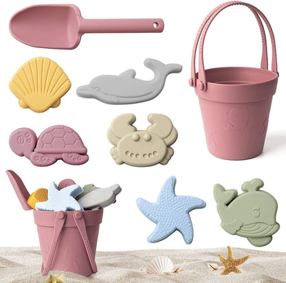 Children Silicone Beach Toy Shovel Ocean Outdoor Parent-child Beach Portable Beach Bucket Durable Sand Digging And Storage Tool