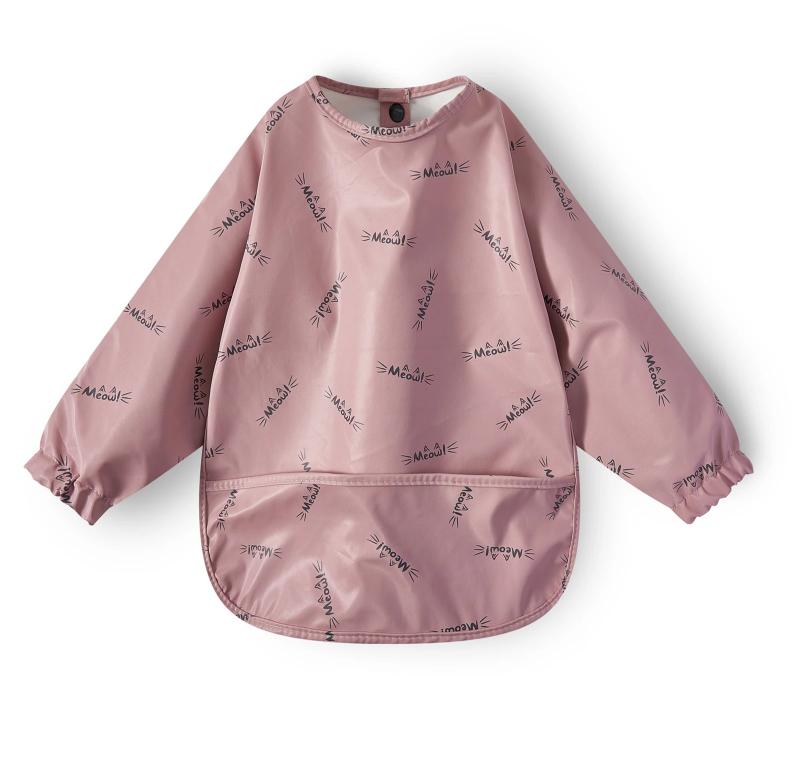 New Children Feeding Aprons Long sleeve Baby bib with Pocket Full Cover Baby Bibs with Pocket waterproof long sleeve bibs