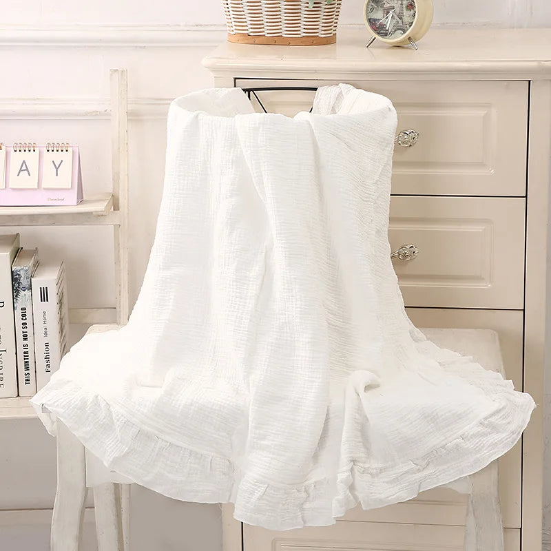 Organic Cotton Ruffled Muslin Baby Swaddle Blanket