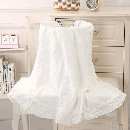 Organic Cotton Ruffled Muslin Baby Swaddle Blanket