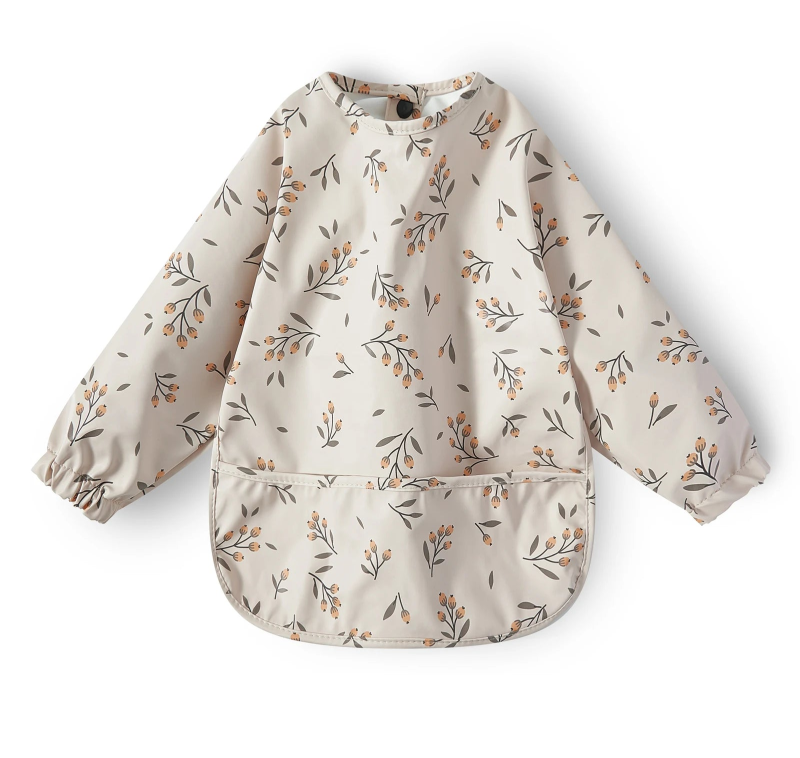 New Children Feeding Aprons Long sleeve Baby bib with Pocket Full Cover Baby Bibs with Pocket waterproof long sleeve bibs