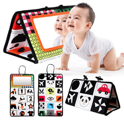 Baby Tummy Time Black and White Newborn Mirror Toys for Babies Montessori Development Crawl High Contrast Activity Sensory Toy