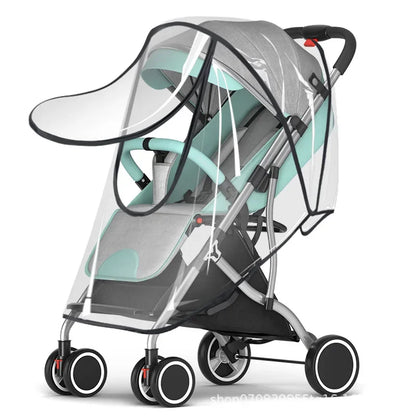 Universal Stroller Rain Cover Baby Car Weather Wind Sun Shield Transparent Breathable Trolley Umbrella Raincoat Accessories