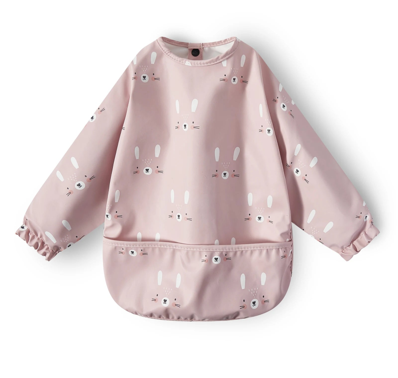 New Children Feeding Aprons Long sleeve Baby bib with Pocket Full Cover Baby Bibs with Pocket waterproof long sleeve bibs