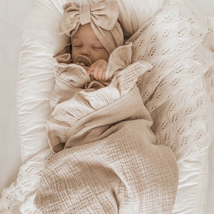 Organic Cotton Ruffled Muslin Baby Swaddle Blanket