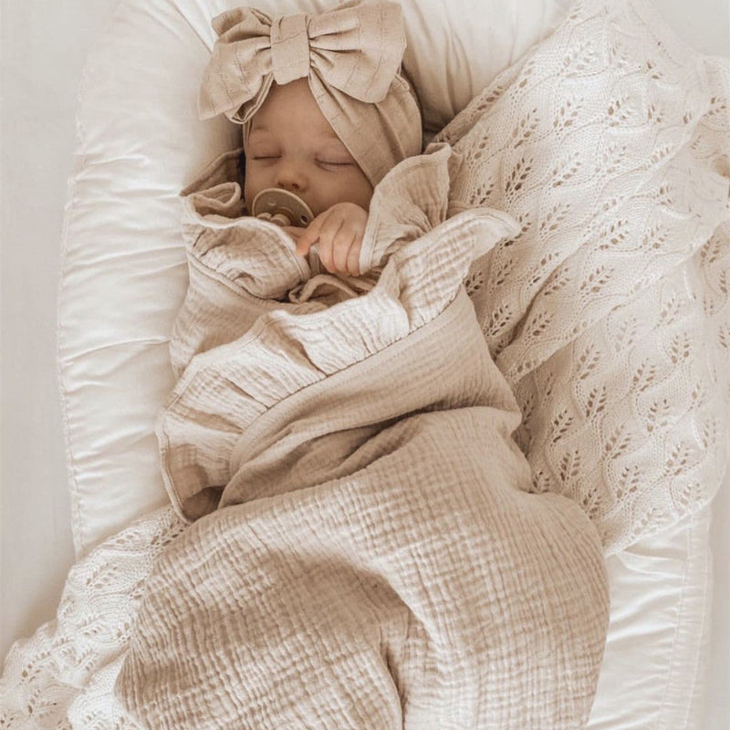 Organic Cotton Ruffled Muslin Baby Swaddle Blanket