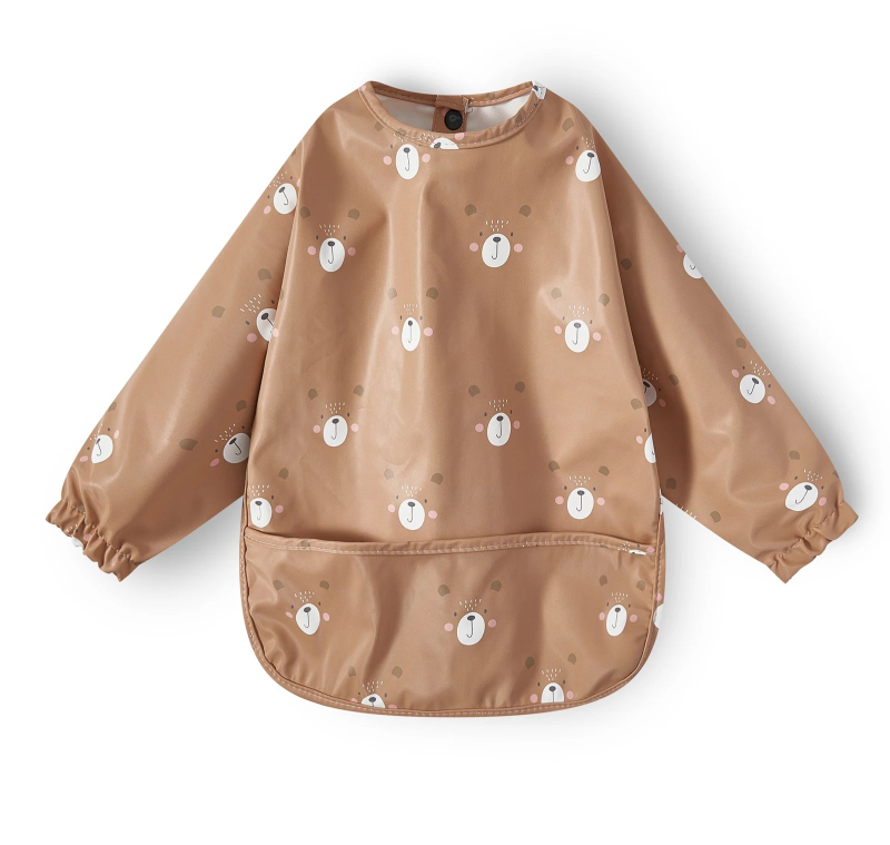 New Children Feeding Aprons Long sleeve Baby bib with Pocket Full Cover Baby Bibs with Pocket waterproof long sleeve bibs