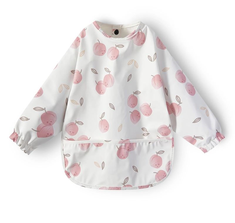 New Children Feeding Aprons Long sleeve Baby bib with Pocket Full Cover Baby Bibs with Pocket waterproof long sleeve bibs