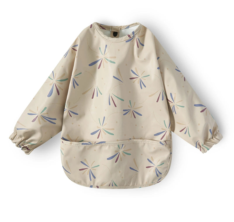 New Children Feeding Aprons Long sleeve Baby bib with Pocket Full Cover Baby Bibs with Pocket waterproof long sleeve bibs