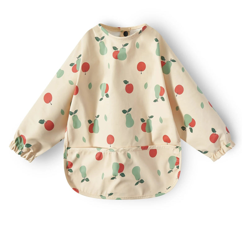 New Children Feeding Aprons Long sleeve Baby bib with Pocket Full Cover Baby Bibs with Pocket waterproof long sleeve bibs