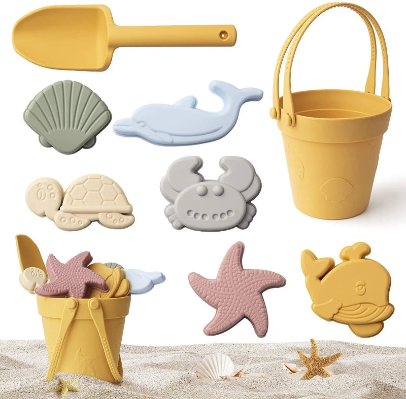 Children Silicone Beach Toy Shovel Ocean Outdoor Parent-child Beach Portable Beach Bucket Durable Sand Digging And Storage Tool