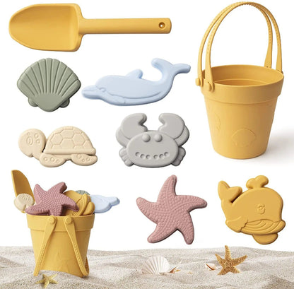 Children Silicone Beach Toy Shovel Ocean Outdoor Parent-child Beach Portable Beach Bucket Durable Sand Digging And Storage Tool