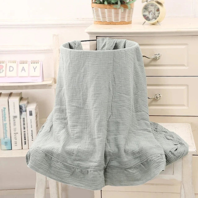 Organic Cotton Ruffled Muslin Baby Swaddle Blanket