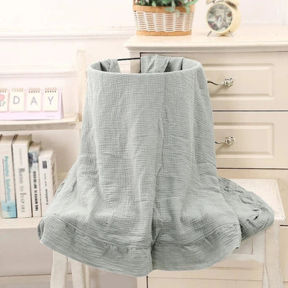 Organic Cotton Ruffled Muslin Baby Swaddle Blanket