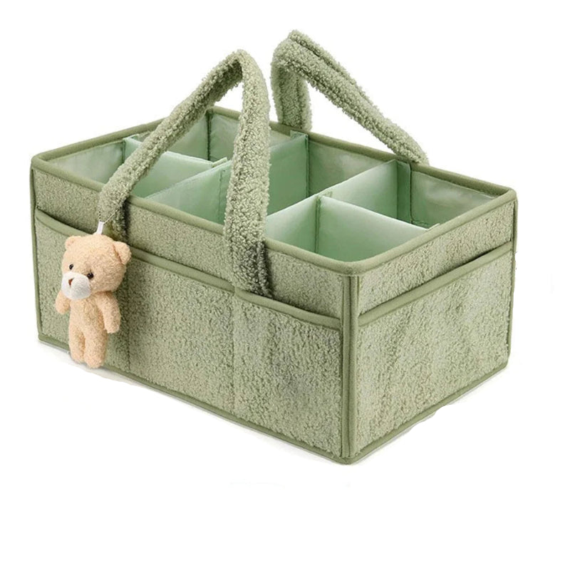 PANGDUBE Plush Diaper Stackers & Caddies Diaper Bag with Teddy Bear Caddy Organizer Nursery Baby Diaper Organizer Baby Nappy Bag