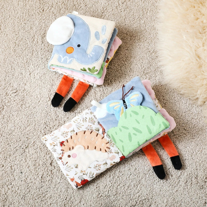 Baby Toys Cloth Book Infant Early Educational Baby 0 12 Months Sensory Toys Soft Books Toys Fluffy Cartoon Elephant Books Toys