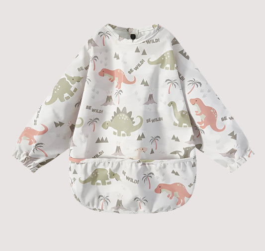 New Children Feeding Aprons Long sleeve Baby bib with Pocket Full Cover Baby Bibs with Pocket waterproof long sleeve bibs