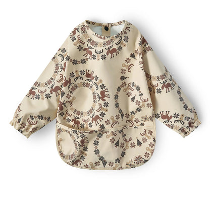 New Children Feeding Aprons Long sleeve Baby bib with Pocket Full Cover Baby Bibs with Pocket waterproof long sleeve bibs