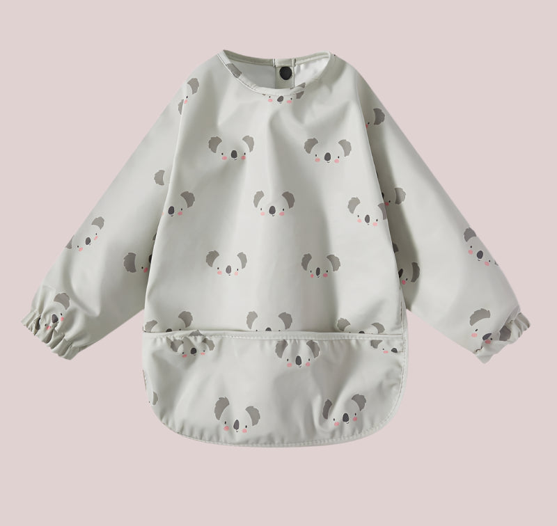 New Children Feeding Aprons Long sleeve Baby bib with Pocket Full Cover Baby Bibs with Pocket waterproof long sleeve bibs