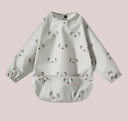 New Children Feeding Aprons Long sleeve Baby bib with Pocket Full Cover Baby Bibs with Pocket waterproof long sleeve bibs