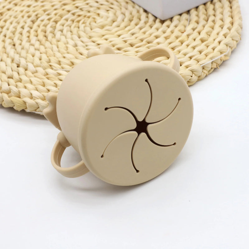 Silicone straw cup with handle, snack cup, multifunctional water cup