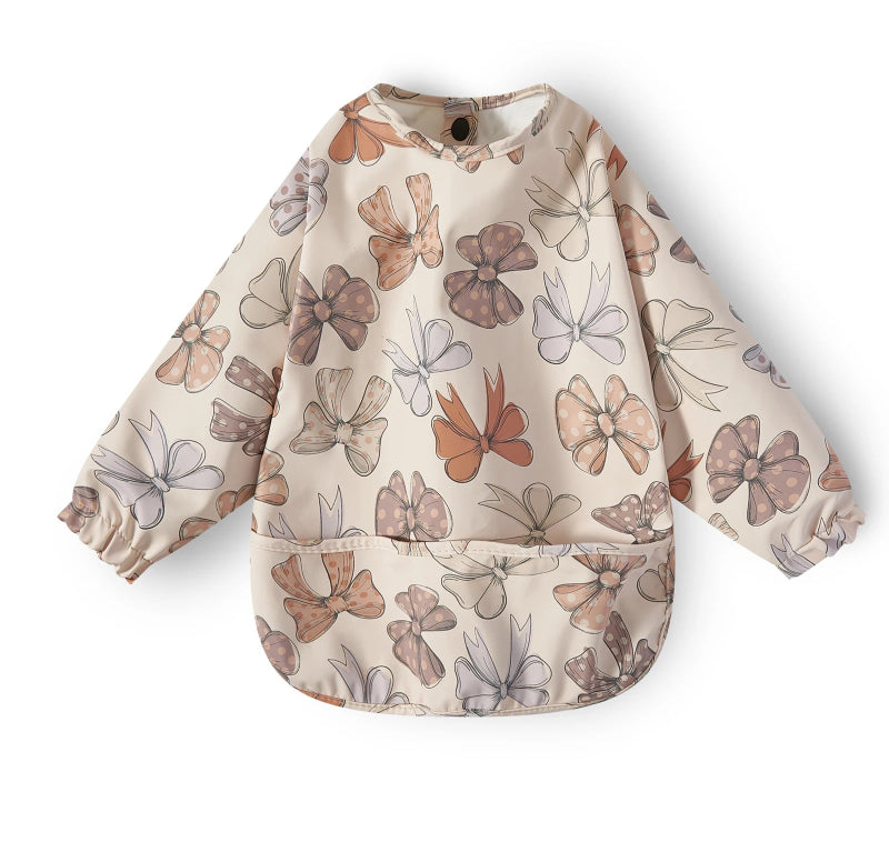 New Children Feeding Aprons Long sleeve Baby bib with Pocket Full Cover Baby Bibs with Pocket waterproof long sleeve bibs