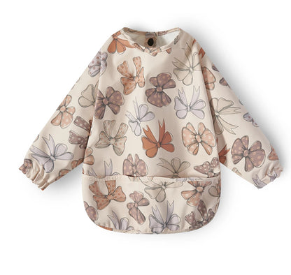 New Children Feeding Aprons Long sleeve Baby bib with Pocket Full Cover Baby Bibs with Pocket waterproof long sleeve bibs