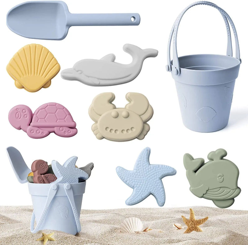 Children Silicone Beach Toy Shovel Ocean Outdoor Parent-child Beach Portable Beach Bucket Durable Sand Digging And Storage Tool