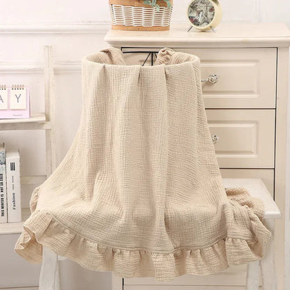 Organic Cotton Ruffled Muslin Baby Swaddle Blanket